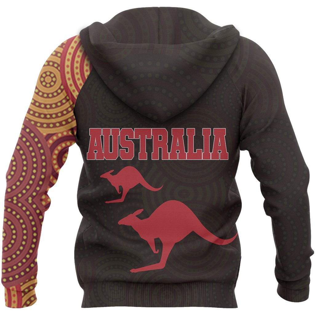 Aboriginal Zip Up Hoodie - Kangaroo Patterns Australian Dot Painting Tattoo - Vibe Hoodie Shop