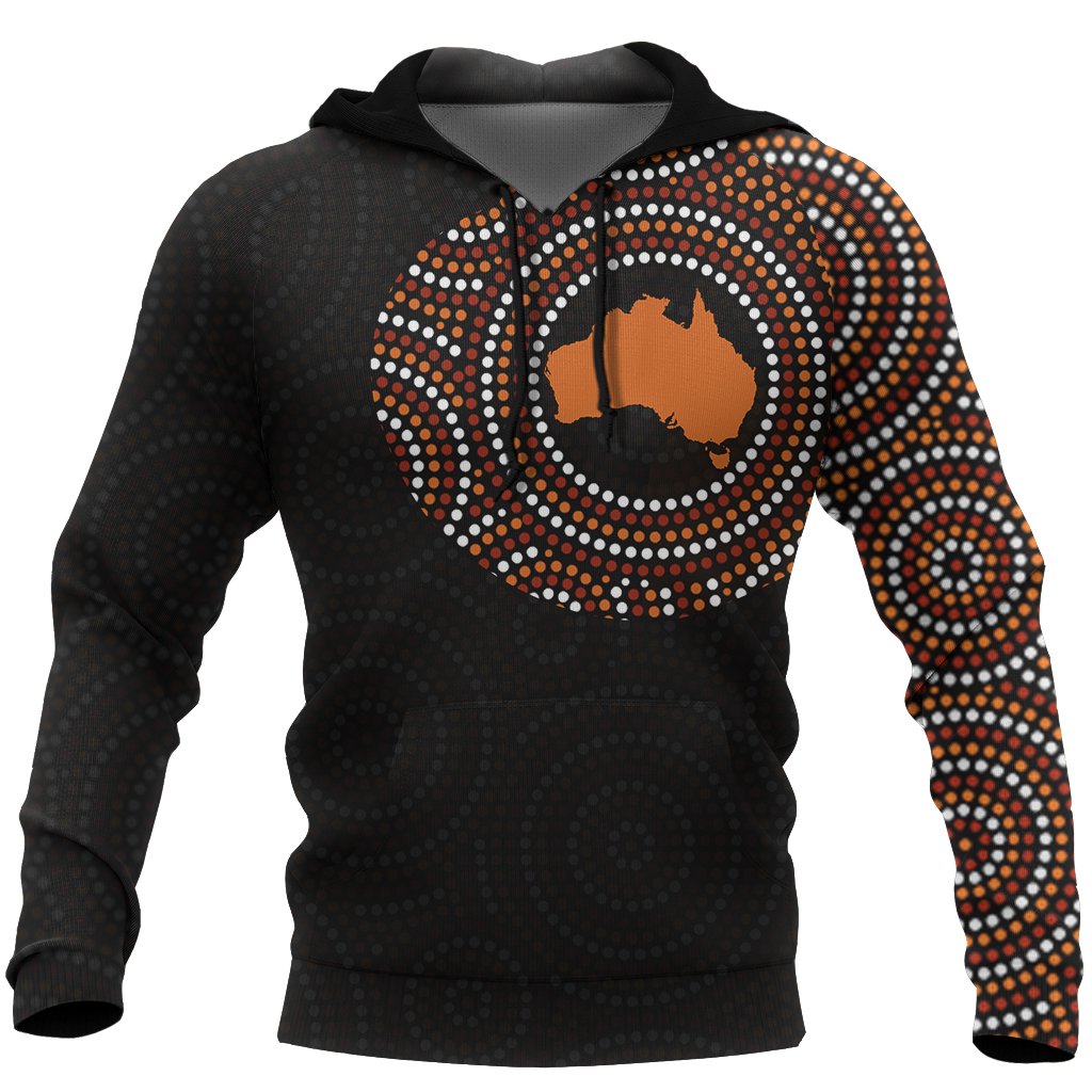 Aboriginal Hoodie, Australia Map Dot Painting Tattoo - Vibe Hoodie Shop