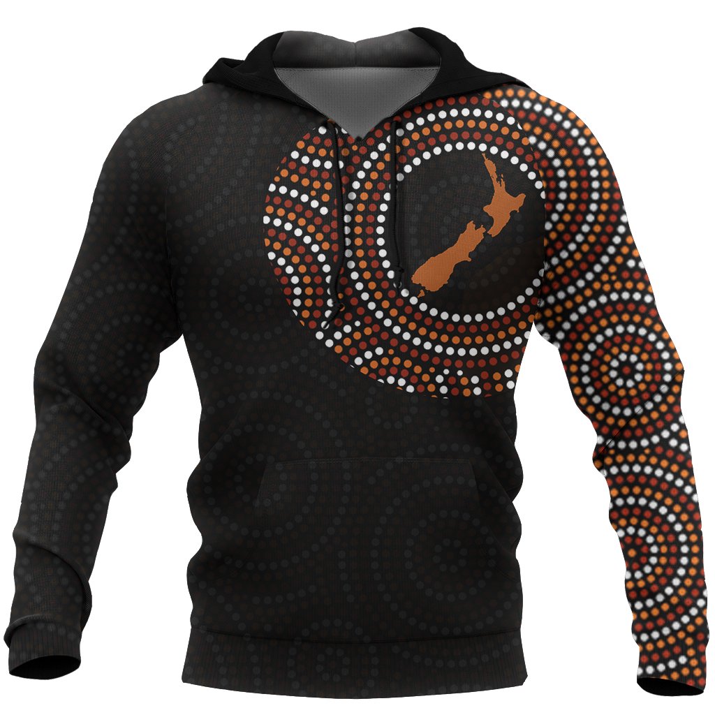 Aboriginal Hoodie, Australia Map Dot Painting Circle Patterns Tattoo - Vibe Hoodie Shop