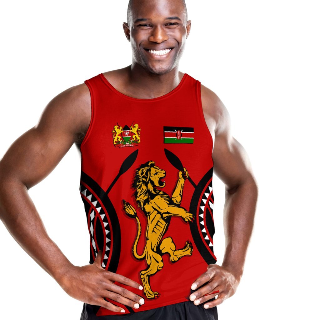 Kenya Rugby Lion Men Tank Top Maasai Shield - Vibe Hoodie Shop