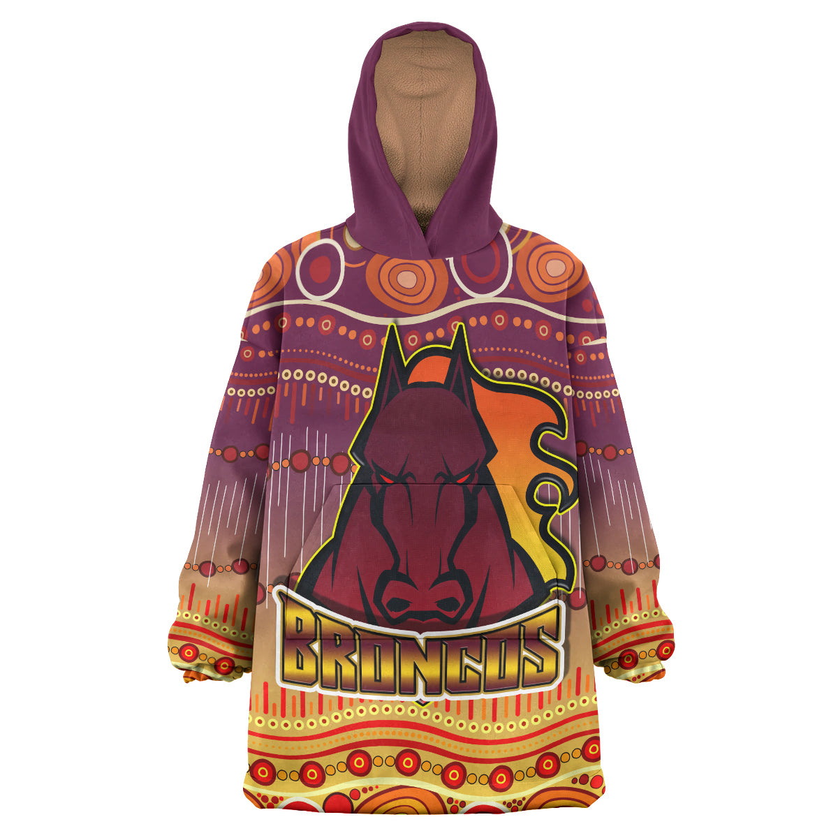 Broncos Rugby Snug Hoodie - Custom Horse Aboriginal Patterns Wearable Blanket Hoodie RLT14 - Vibe Hoodie Shop