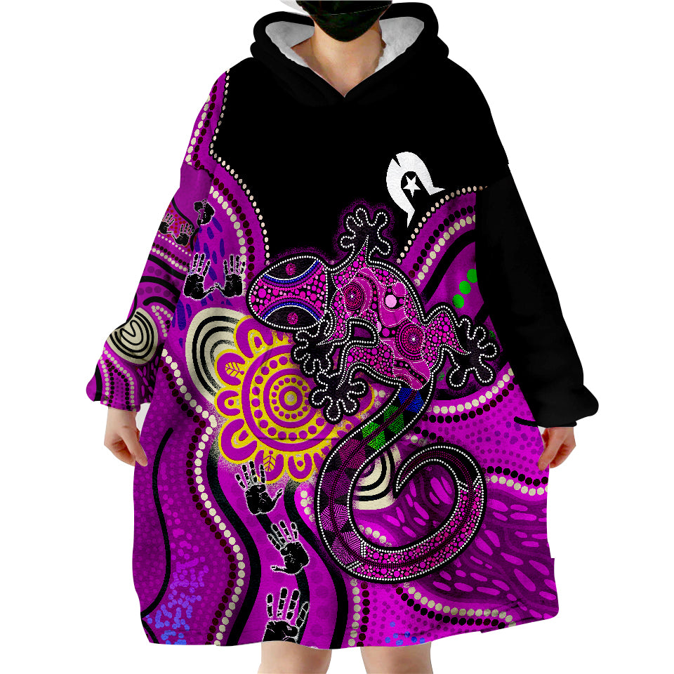 NAIDOC Week 2022 Aboriginal Lizard Wearable Blanket Hoodie - Vibe Hoodie Shop