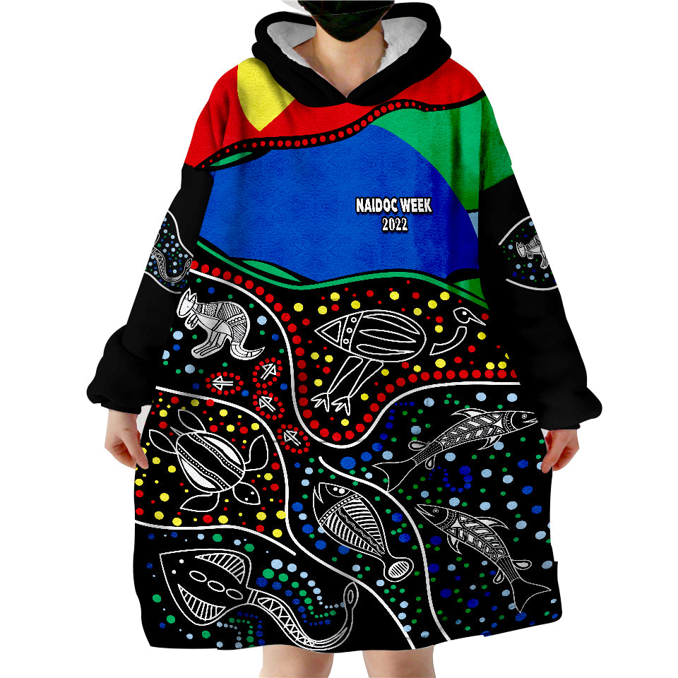 NAIDOC Week 2022 National Aborigines And Torres Strait Islander Animals Aboriginal Wearable Blanket Hoodie - Vibe Hoodie Shop