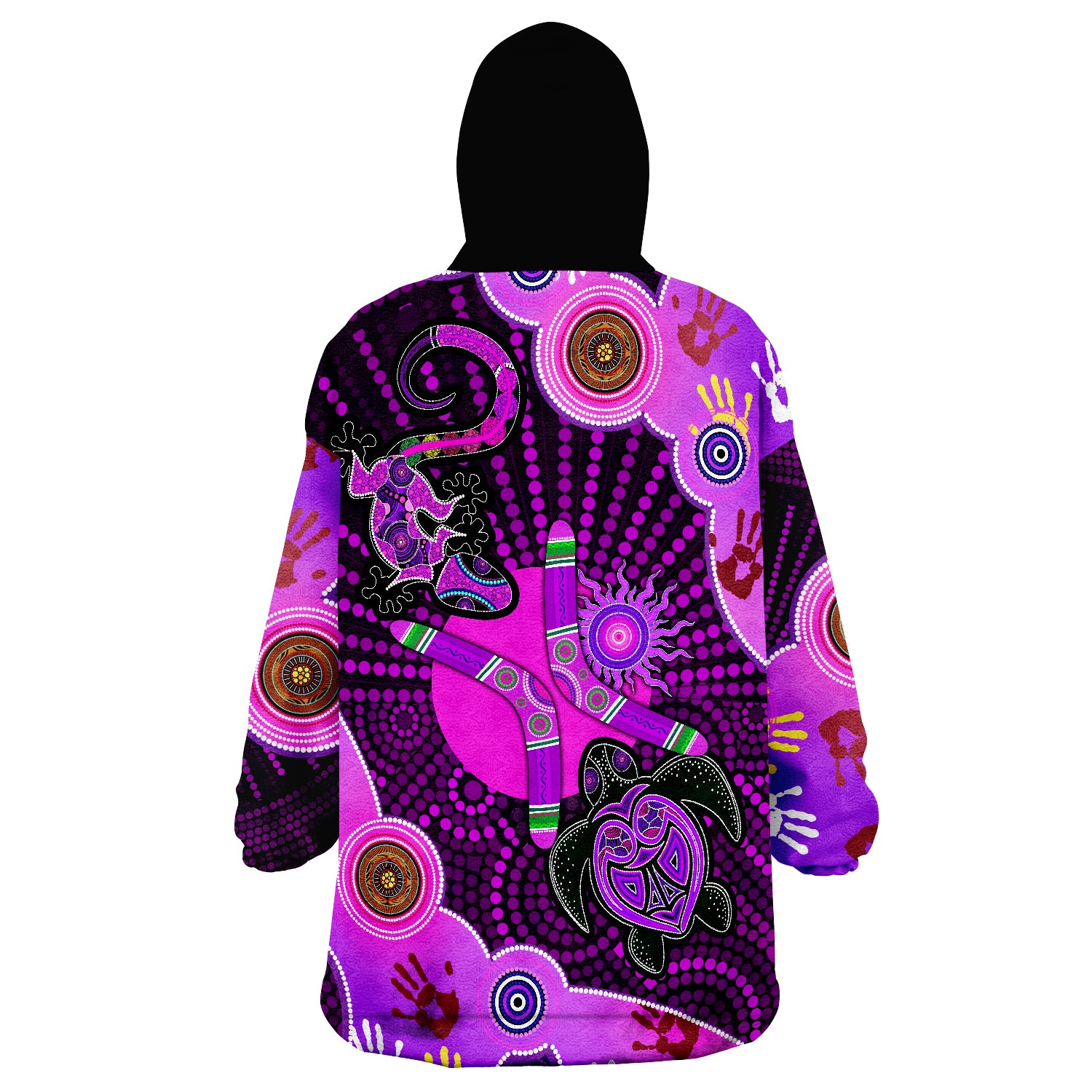 NAIDOC Week 2022 Purple Turtle Lizard Sun Wearable Blanket Hoodie - Vibe Hoodie Shop