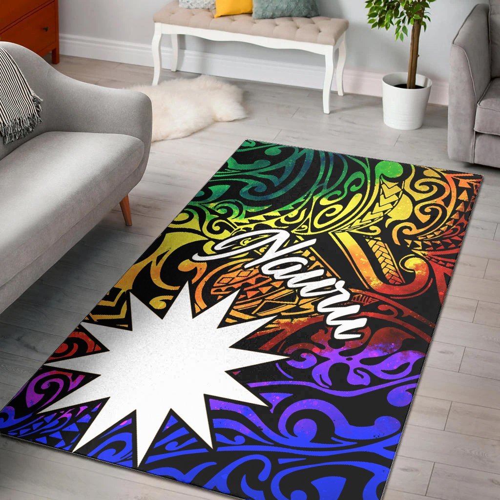 Nauru Area Rug - Rainbow Polynesian Pattern - Vibe Hoodie Shop