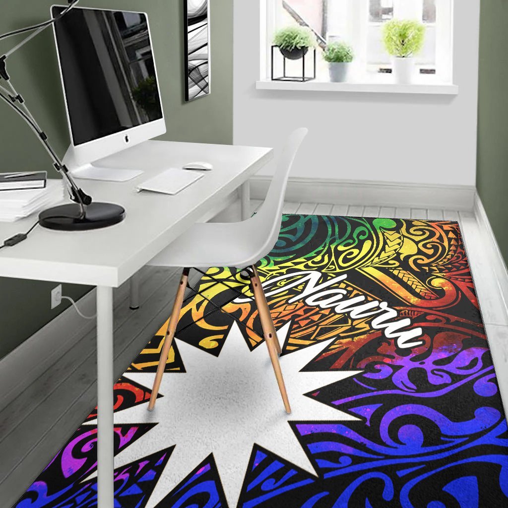 Nauru Area Rug - Rainbow Polynesian Pattern - Vibe Hoodie Shop