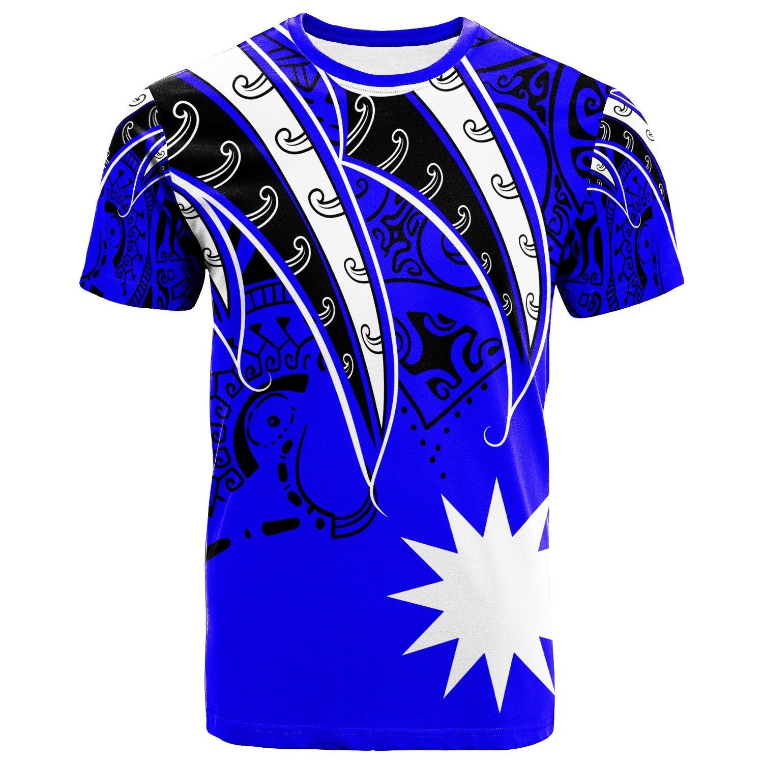 Nauru T shirt - Tropical Leaf Blue Color - Vibe Hoodie Shop