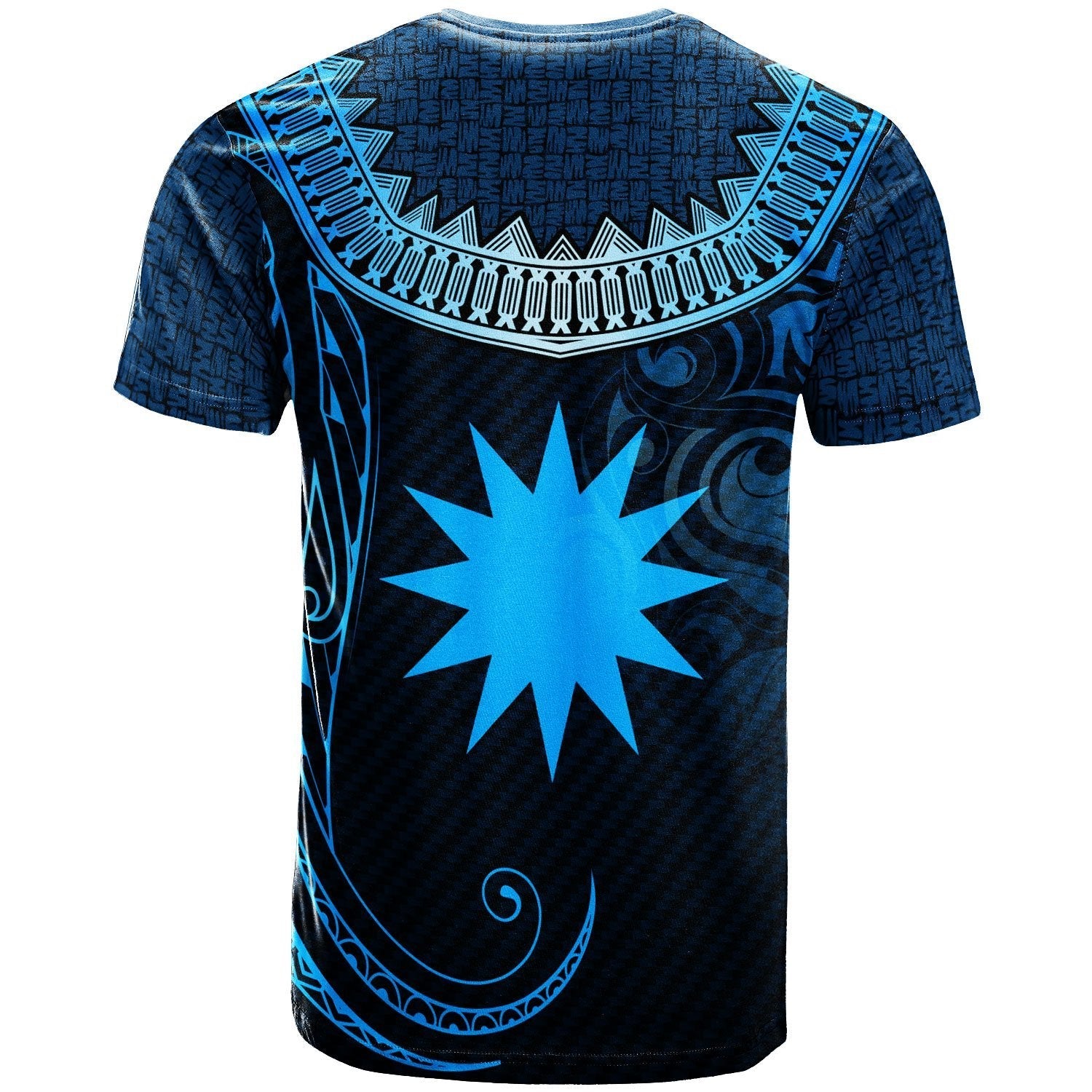 Nauru Custom Personalised T - Shirt - Serrated Pattern Blue Color - Vibe Hoodie Shop