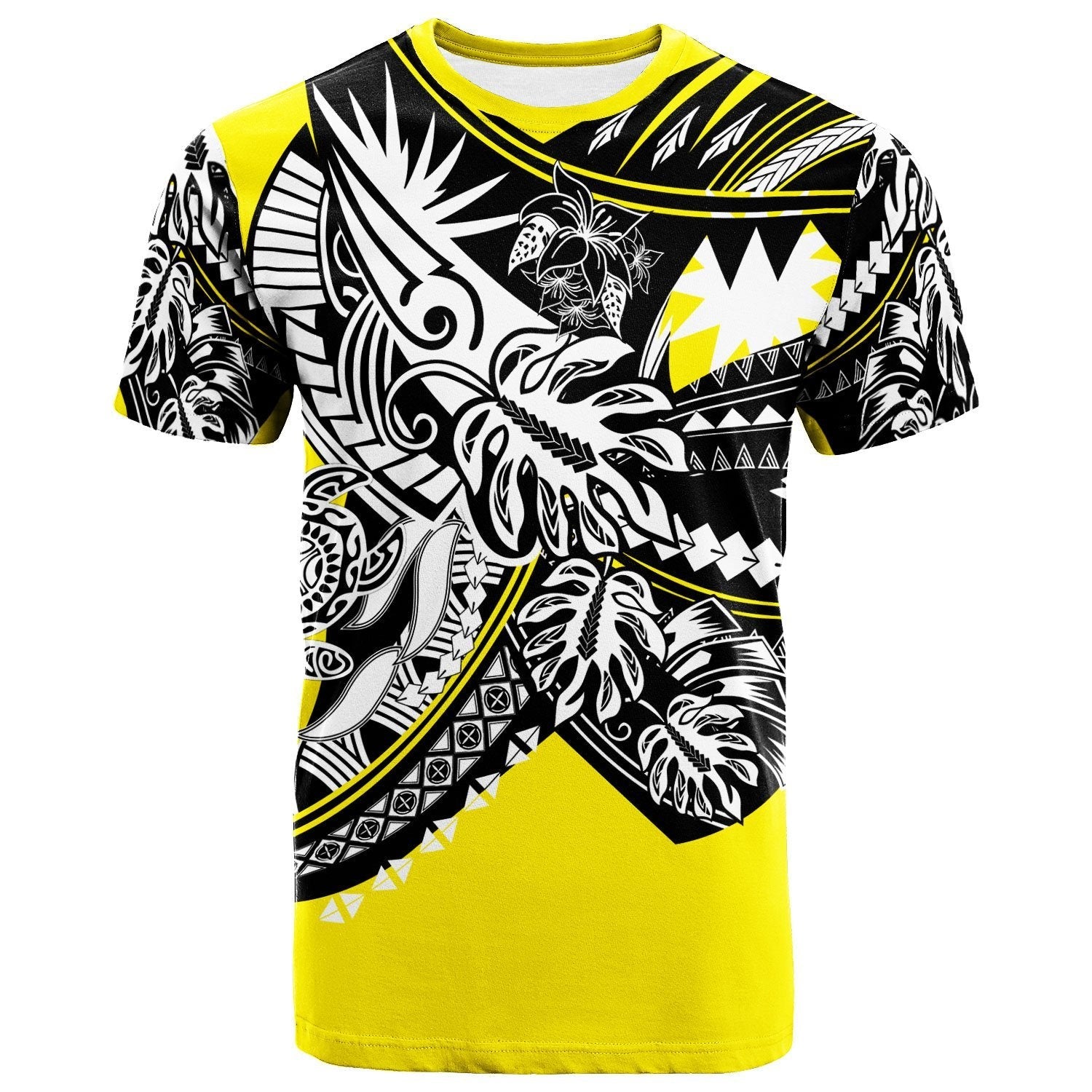 Nauru T shirt - Tribal Jungle Yellow Pattern - Vibe Hoodie Shop