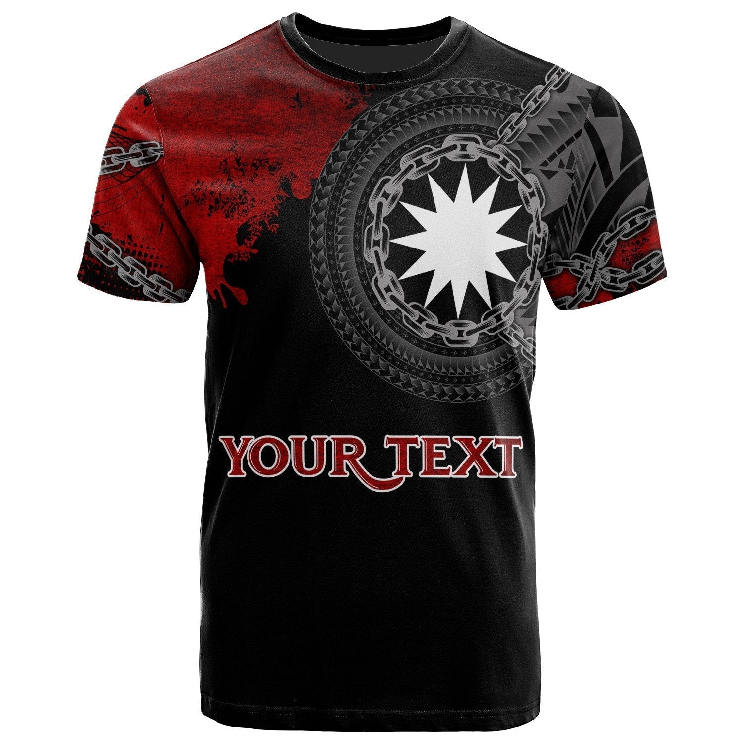 Nauru Polynesian Personalised T shirt - Polynesian Chain Style - Vibe Hoodie Shop