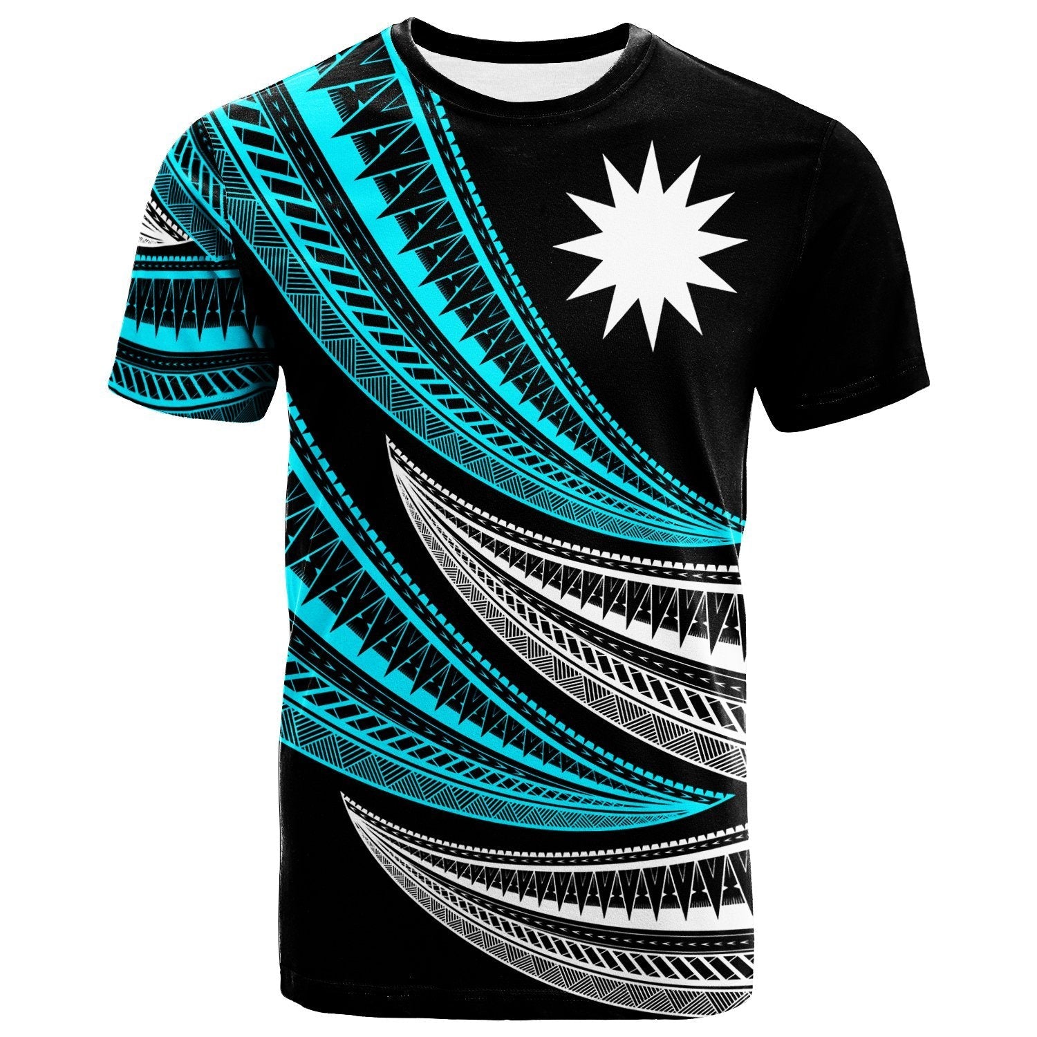 Nauru Custom Personalised T shirt - Wave Pattern Alternating - Vibe Hoodie Shop