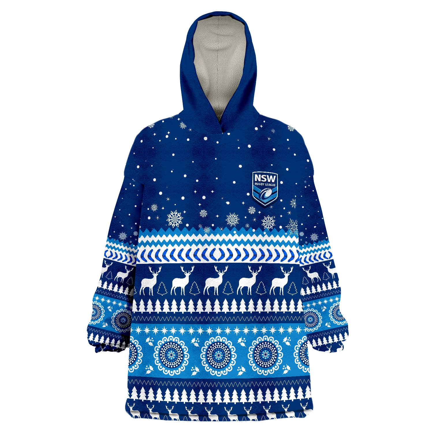 New South Wales Christmas NSW Rugby Indigenous Wearable Blanket Hoodie - Vibe Hoodie Shop