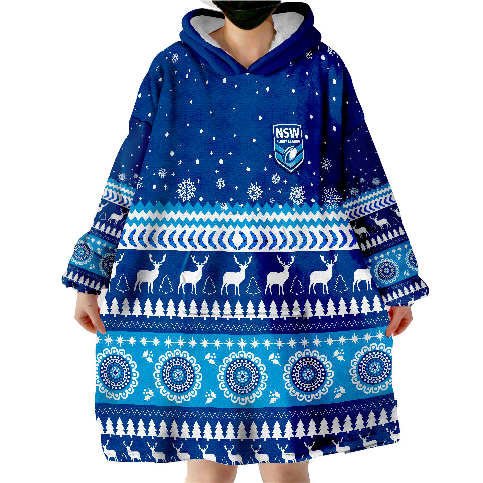 New South Wales Christmas NSW Rugby Indigenous Wearable Blanket Hoodie - Vibe Hoodie Shop