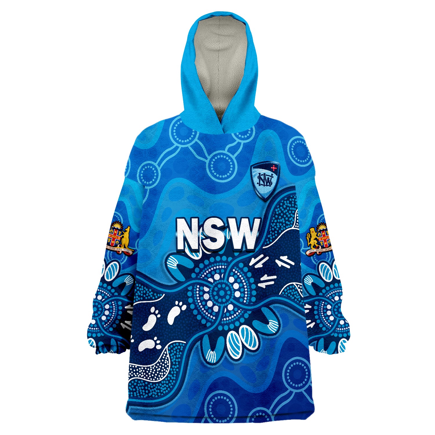 New South Wales Cricket NSW 2022 Aboriginal Art Wearable Blanket Hoodie - Vibe Hoodie Shop