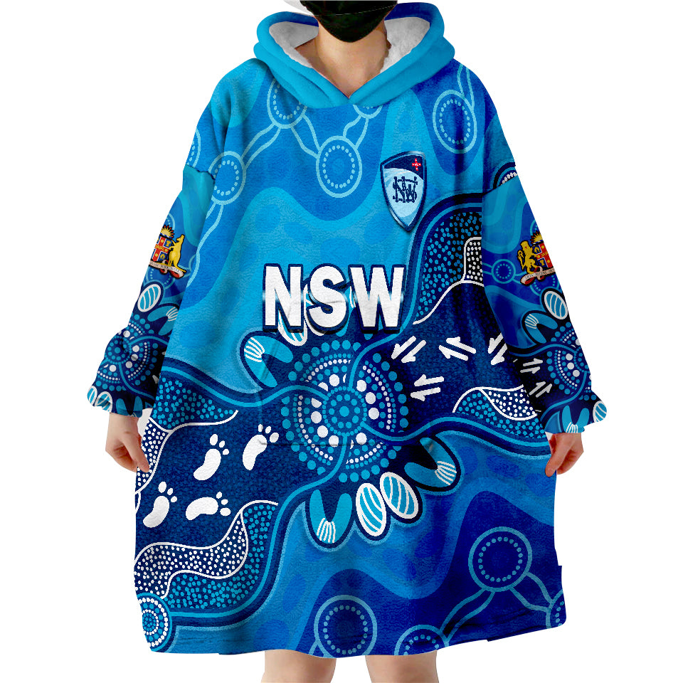 New South Wales Cricket NSW 2022 Aboriginal Art Wearable Blanket Hoodie - Vibe Hoodie Shop