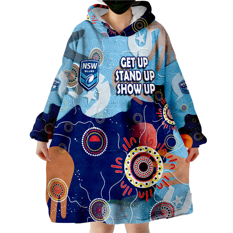 New South Wales NSW Rugby NAIDOC Week 2022 Aboriginal Style Wearable Blanket Hoodie - Vibe Hoodie Shop