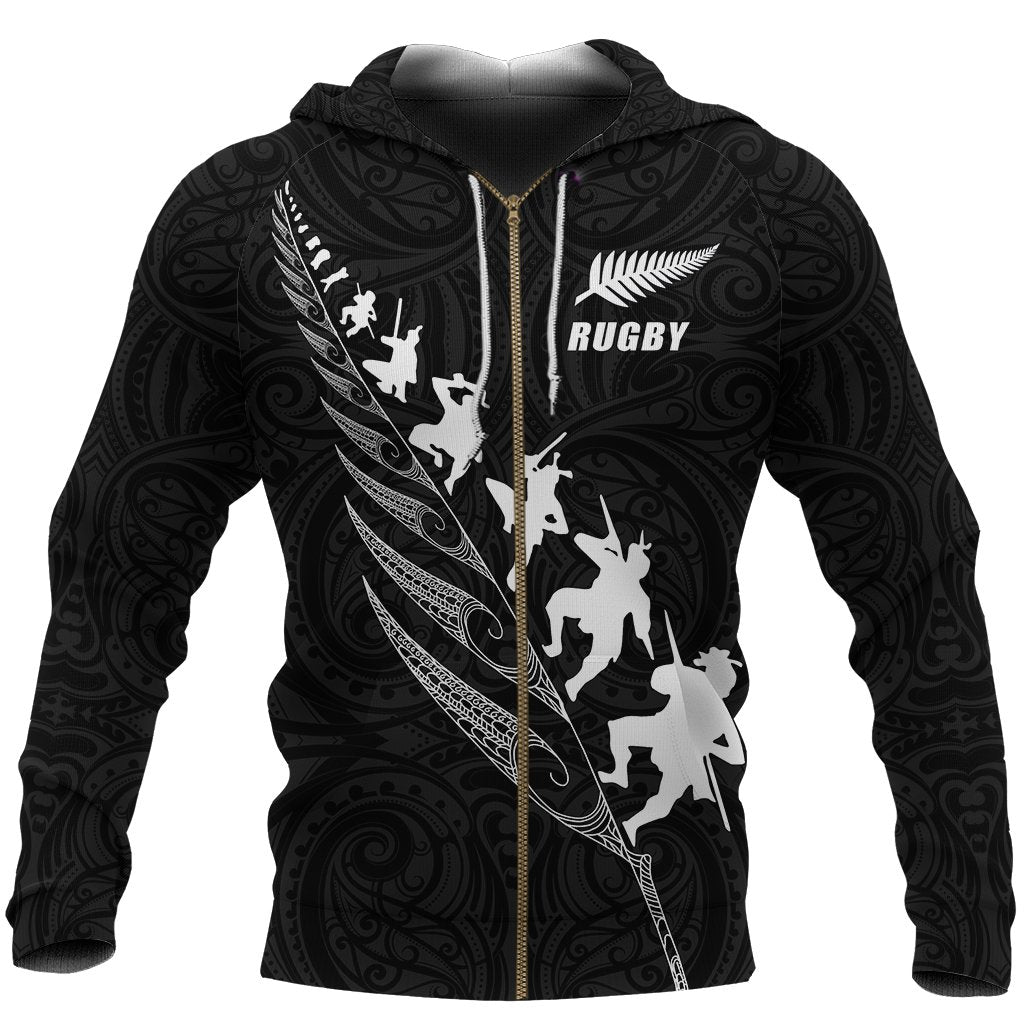 New Zealand Rugby Zip Up Hoodie, Haka Fern Custom Text And Number Zipper Hoodie - Vibe Hoodie Shop