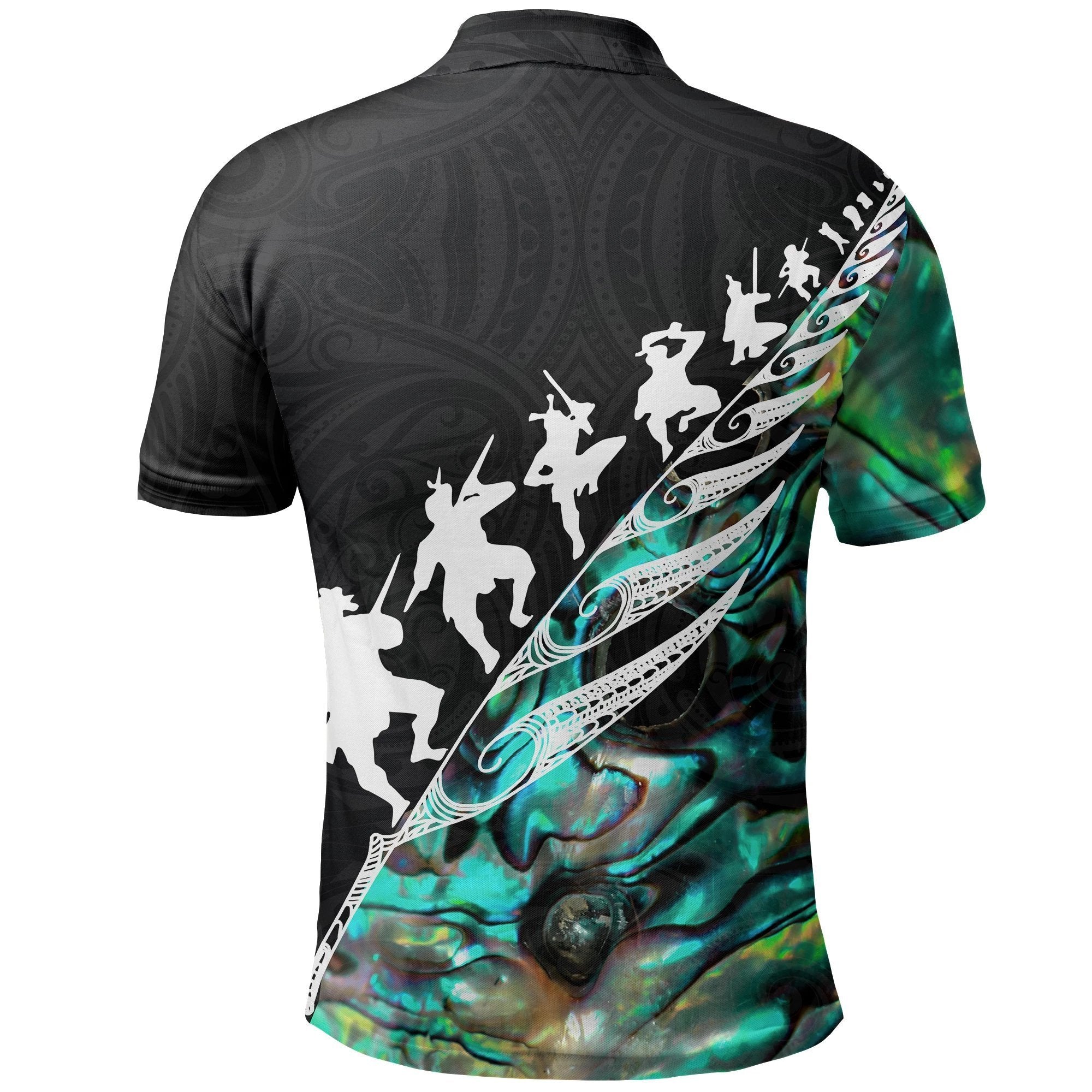 Rugby Haka Fern Polo T shirt Paua Shell - Vibe Hoodie Shop