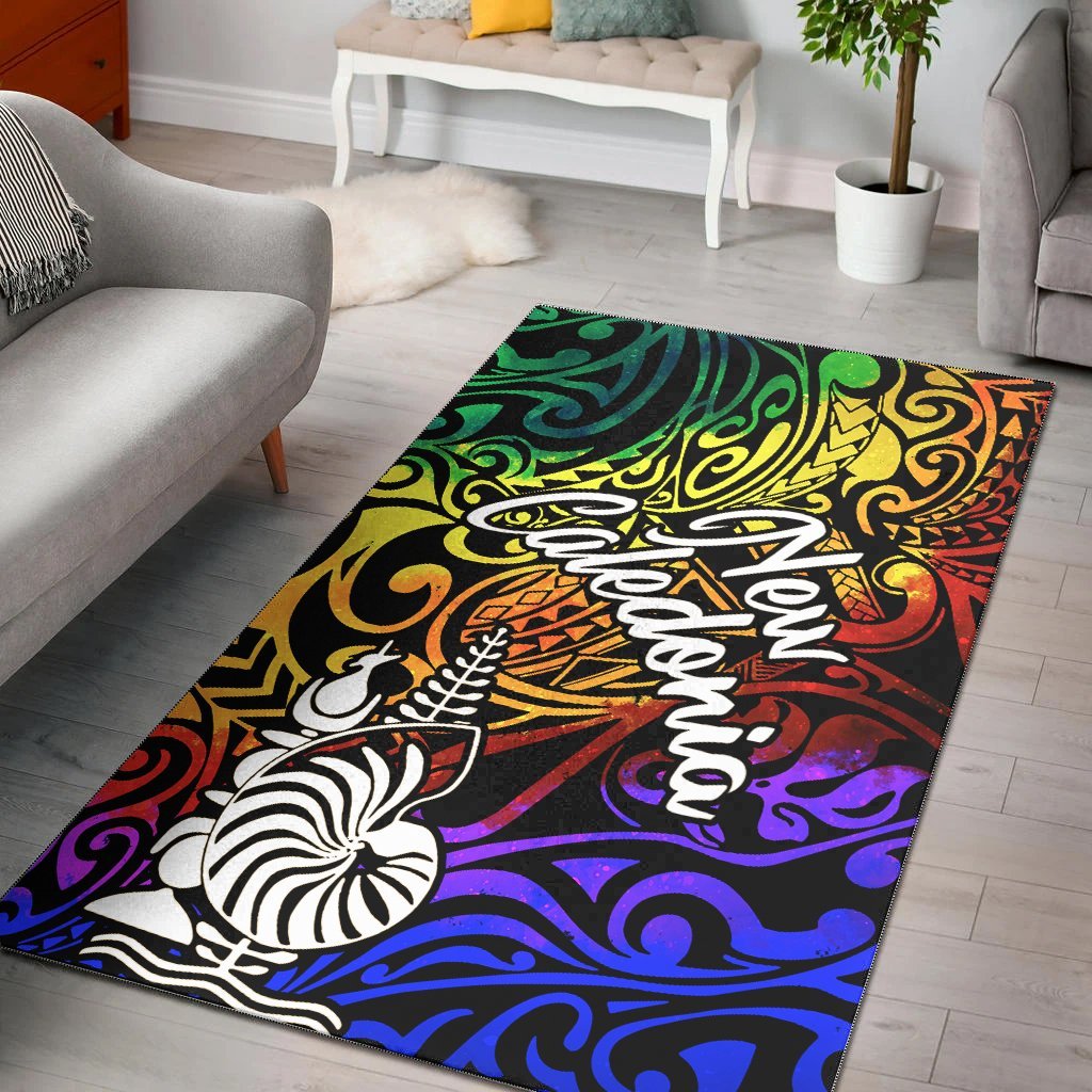 New Caledonia Area Rug - Rainbow Polynesian Pattern - Vibe Hoodie Shop