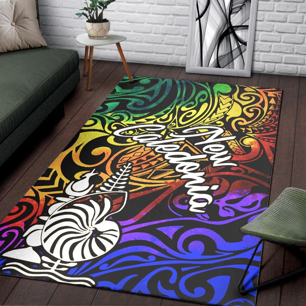 New Caledonia Area Rug - Rainbow Polynesian Pattern - Vibe Hoodie Shop