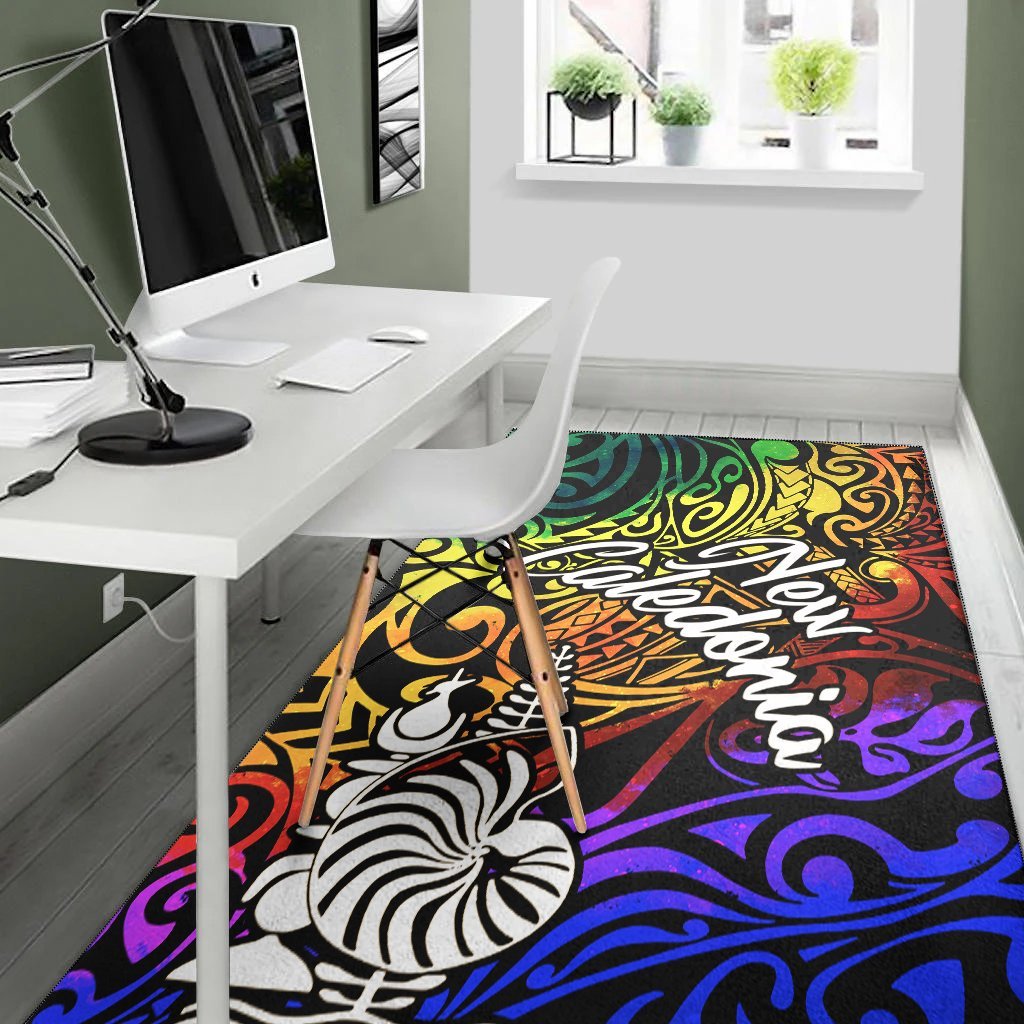 New Caledonia Area Rug - Rainbow Polynesian Pattern - Vibe Hoodie Shop