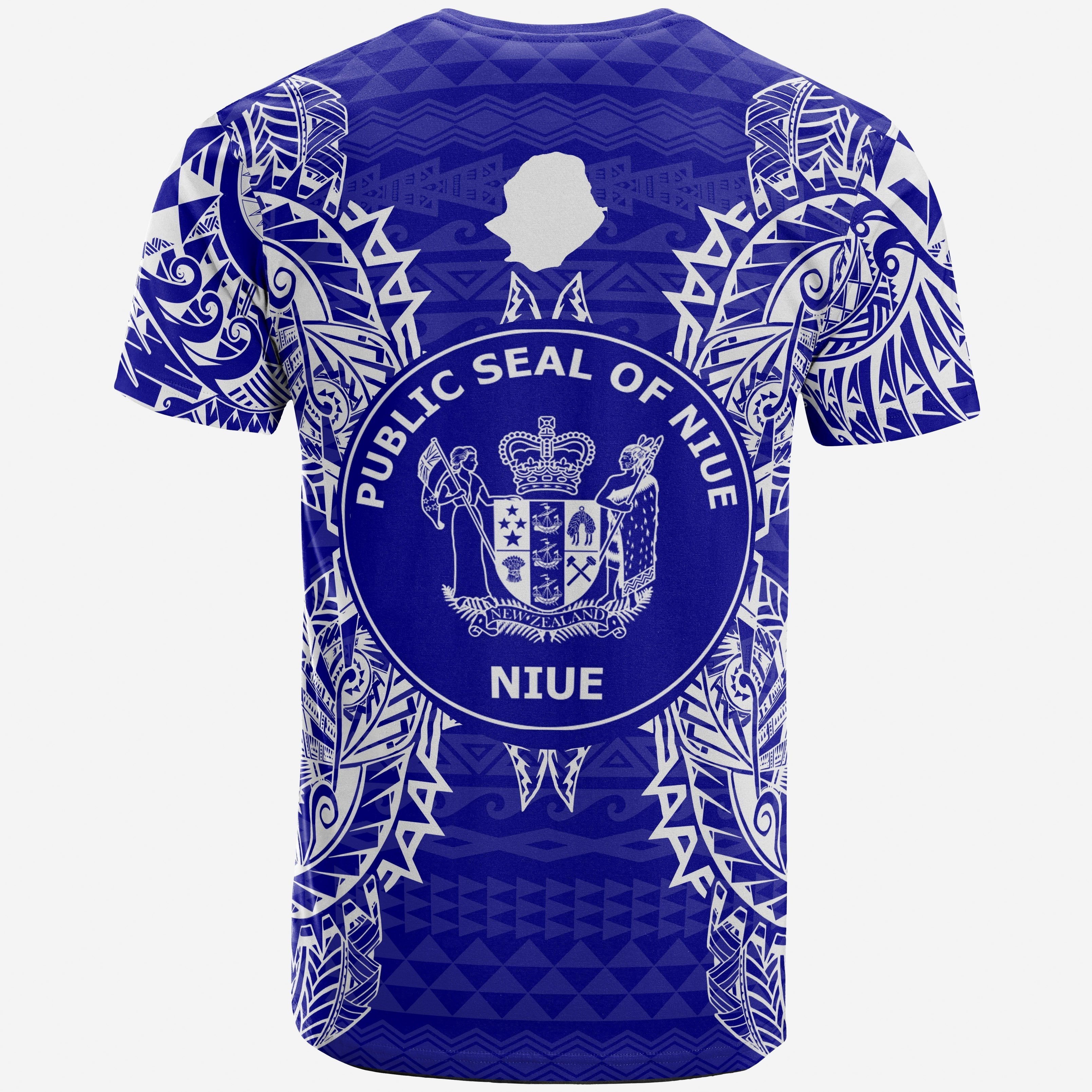 Vibe Hoodie Niue All T shirt - Niue Seal Map Polynesian Tattoo Blue - Vibe Hoodie Shop