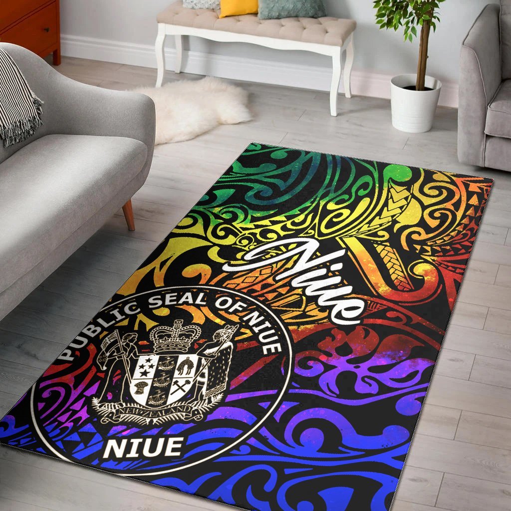 Niue Area Rug - Rainbow Polynesian Pattern - Vibe Hoodie Shop