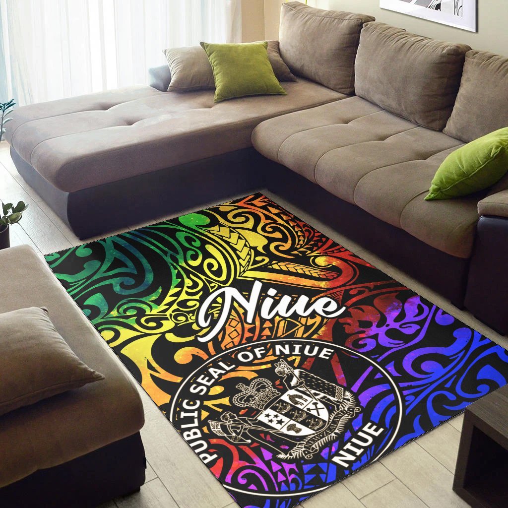 Niue Area Rug - Rainbow Polynesian Pattern - Vibe Hoodie Shop