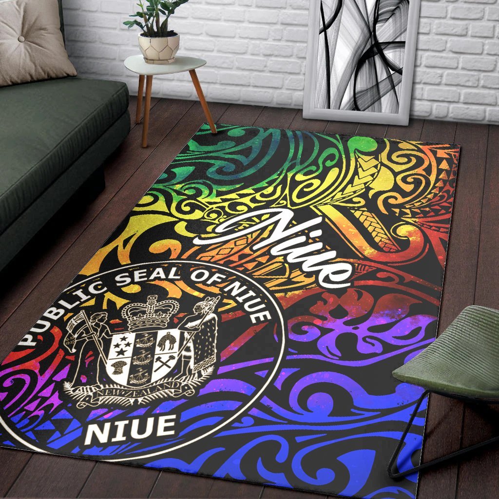 Niue Area Rug - Rainbow Polynesian Pattern - Vibe Hoodie Shop