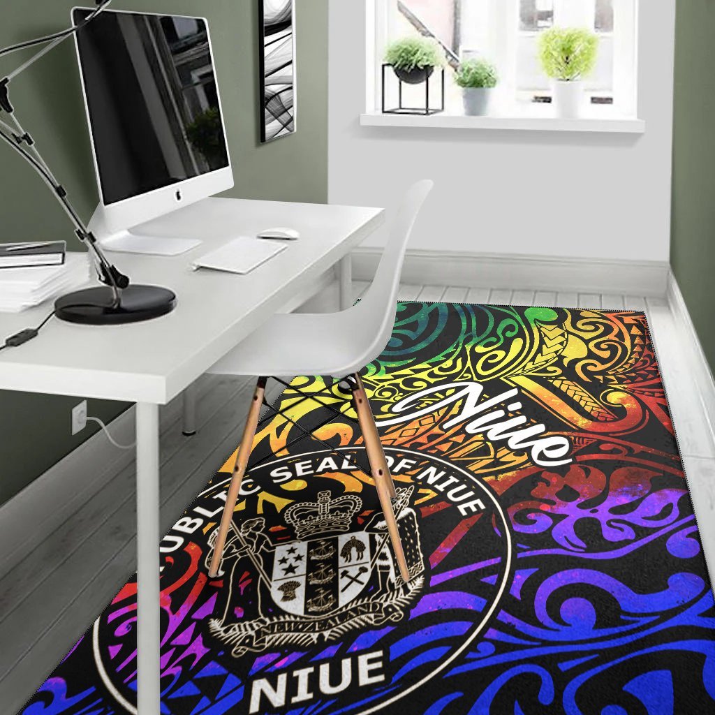 Niue Area Rug - Rainbow Polynesian Pattern - Vibe Hoodie Shop