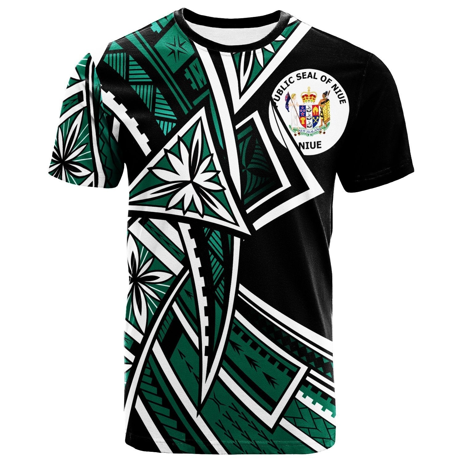 Niue T shirt - Tribal Flower With Special Turtles Green Color - Vibe Hoodie Shop