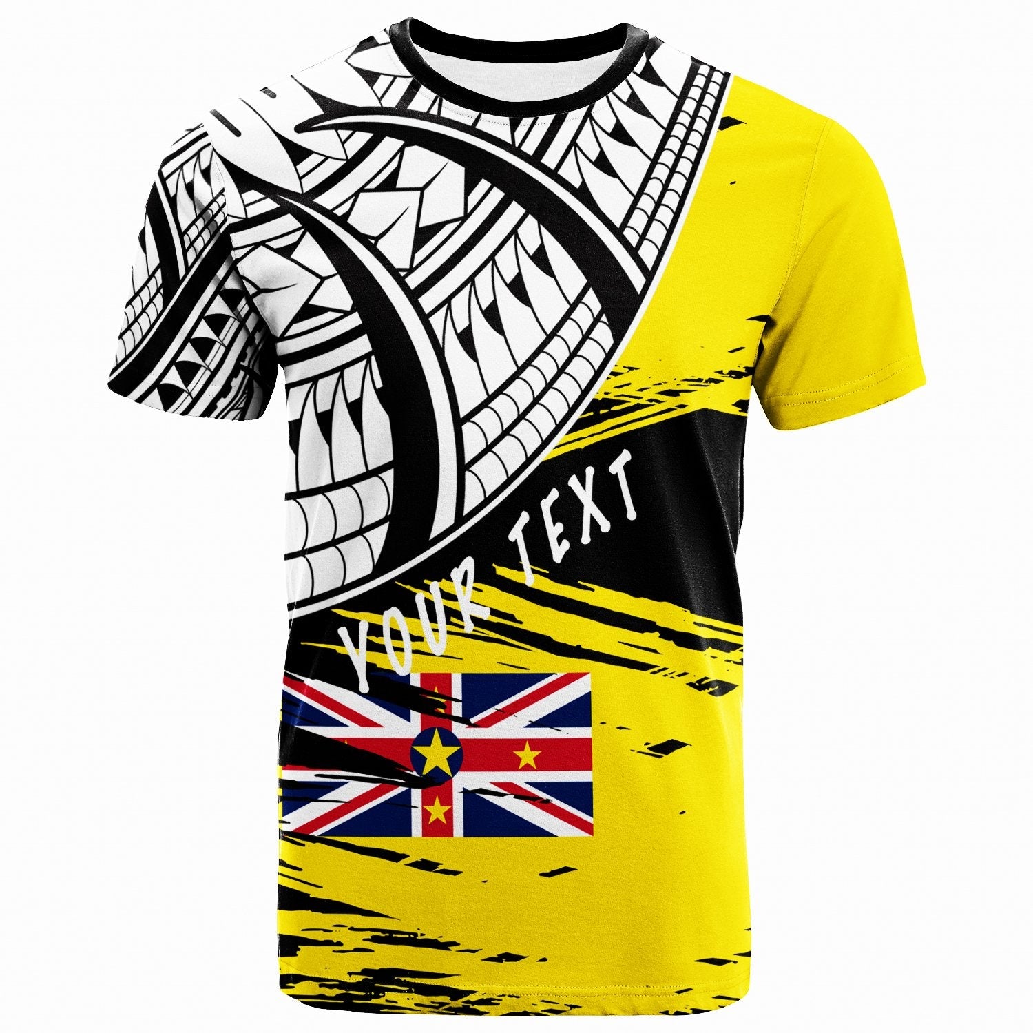 Niue Custom Personalised - T - Shirt - Niue Flag Style With Claw Pattern - Vibe Hoodie Shop