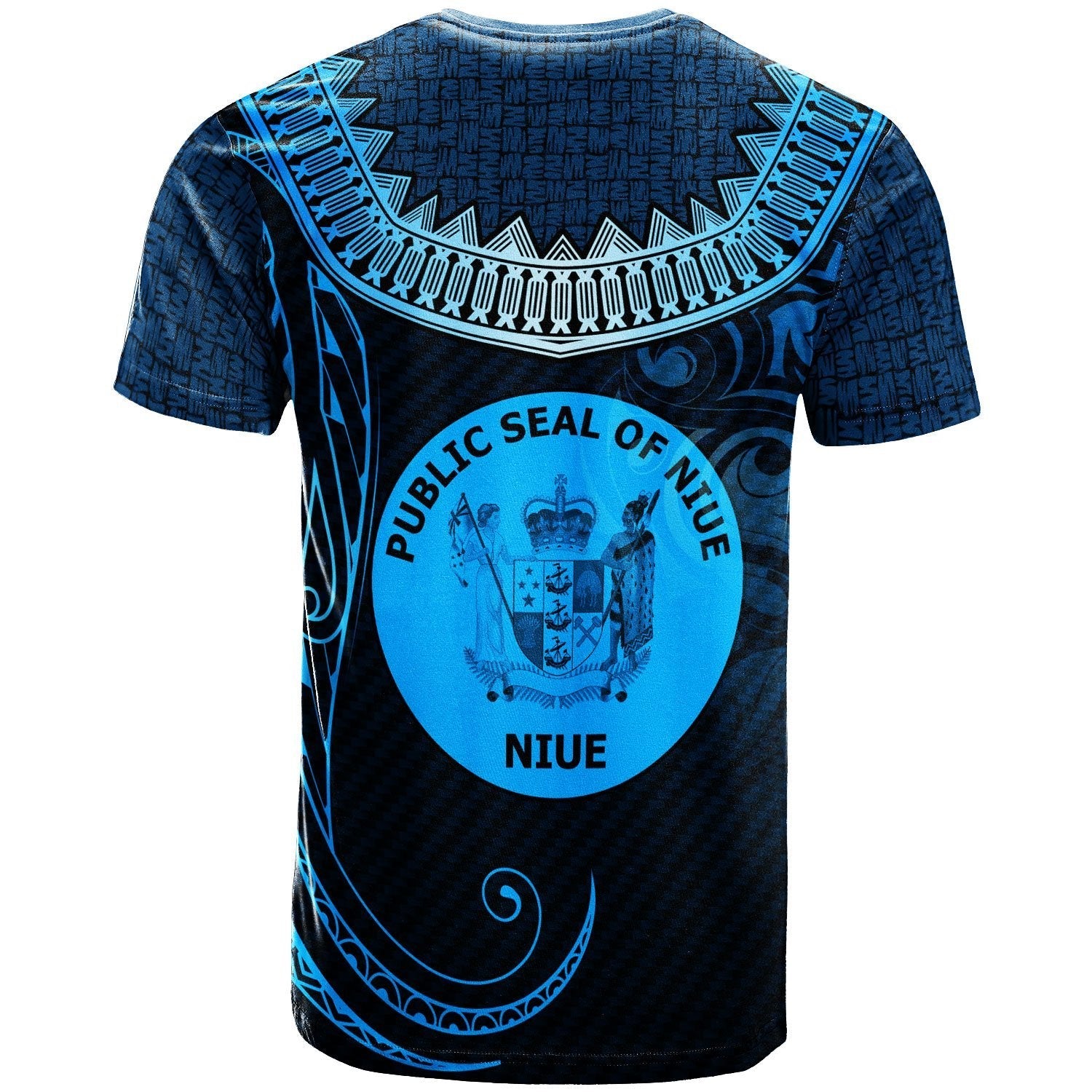Niue Custom Personalised T - Shirt - Serrated Pattern Blue Color - Vibe Hoodie Shop