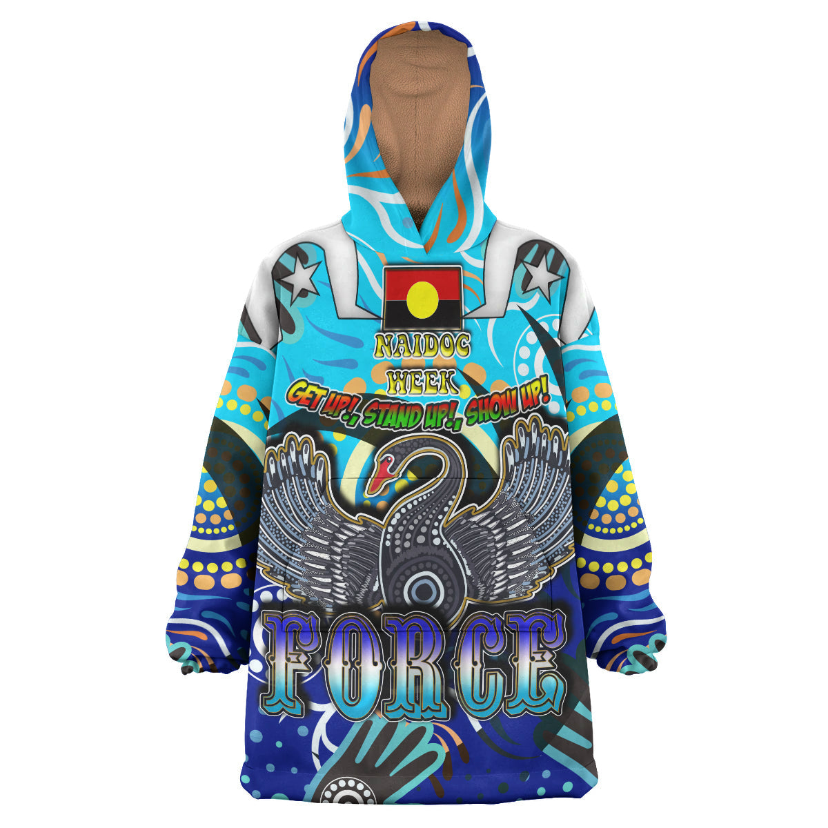 Force Rugby Snug Hoodie - Custom Naidoc Week Get up! Stand up! Show up! Swan With Aboriginal Patterns Wearable Blanket Hoodie RLT14 - Vibe Hoodie Shop