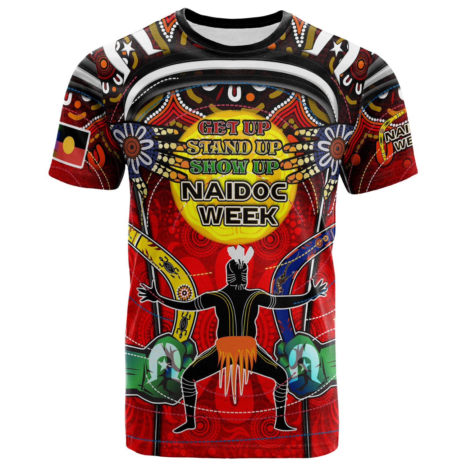 Australia NAIDOC Week 2023 T-shirt - Custom Celebrate NAIDOC Week 2023 Aboriginal Inspired Culture "Get up, Stand up, Show up" T-Shirt - Vibe Hoodie Shop