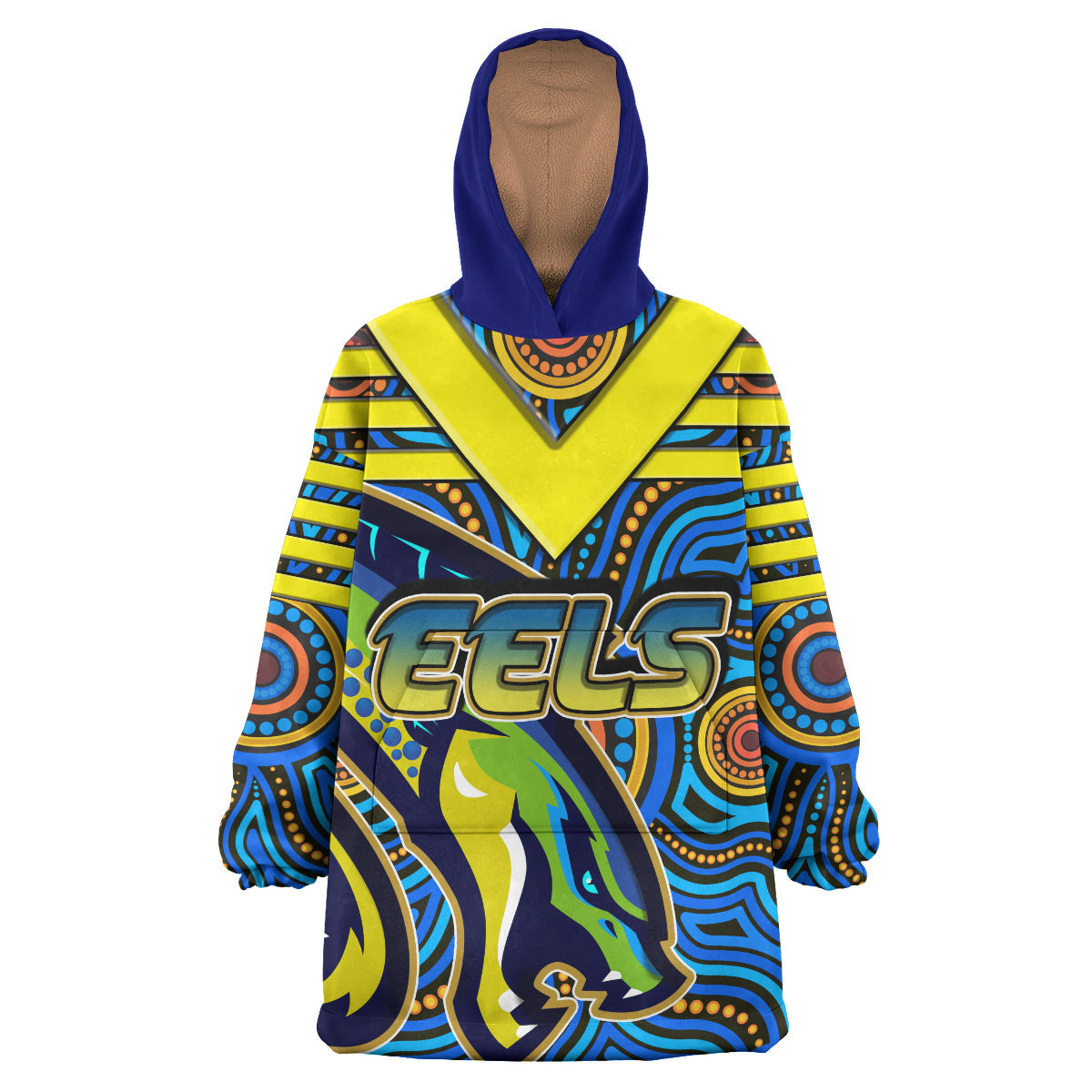 Eels Rugby Snug Hoodie - Custom Electric Eel With Aboriginal Patterns Wearable Blanket Hoodie RLT14 - Vibe Hoodie Shop