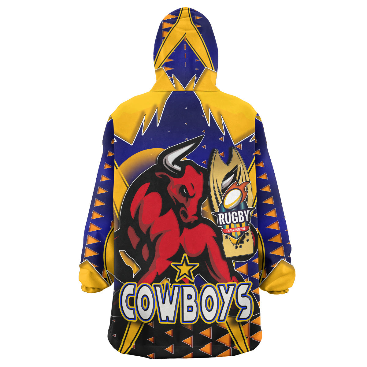 Cowboys Rugby Snug Hoodie - Custom Bull Rugby Cup Final Series Champions Sport Style Personalised Player And Number Wearable Blanket Hoodie - Vibe Hoodie Shop