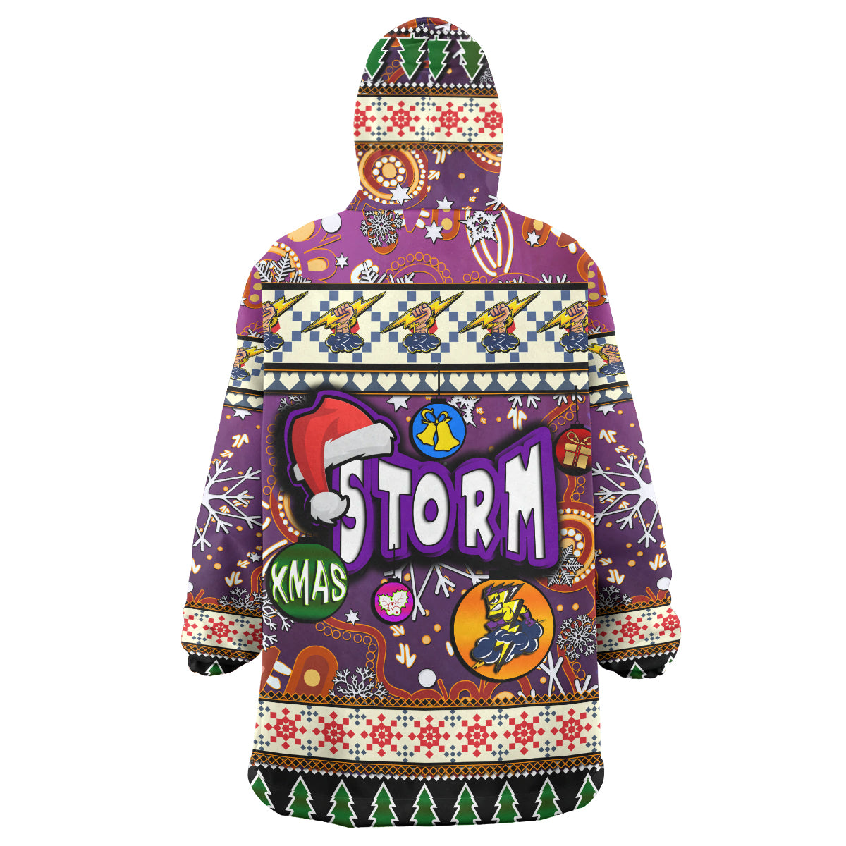Storm Rugby Christmas Snug Hoodie - Custom Xmas Storm Christmas Balls, Snowflake With Aboriginal Patterns Wearable Blanket Hoodie - Vibe Hoodie Shop