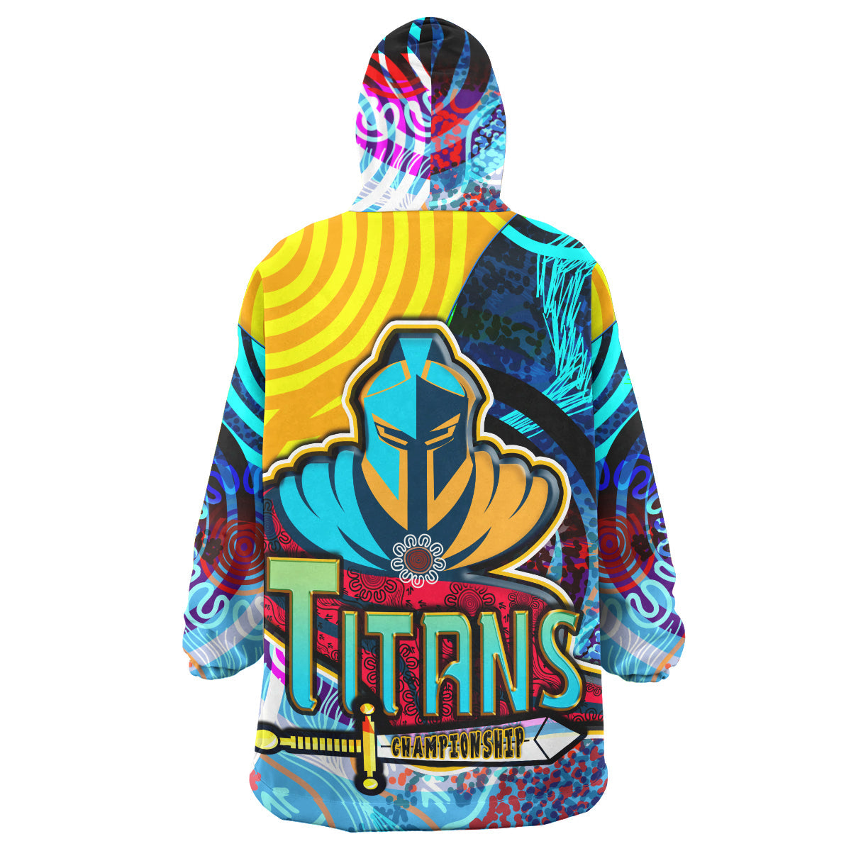 NRLW Titans Rugby Snug Hoodie - Custom Titans Women's Rugby League Aboriginal Dot Painting Player And Number Woman Wearable Blanket Hoodie - Vibe Hoodie Shop