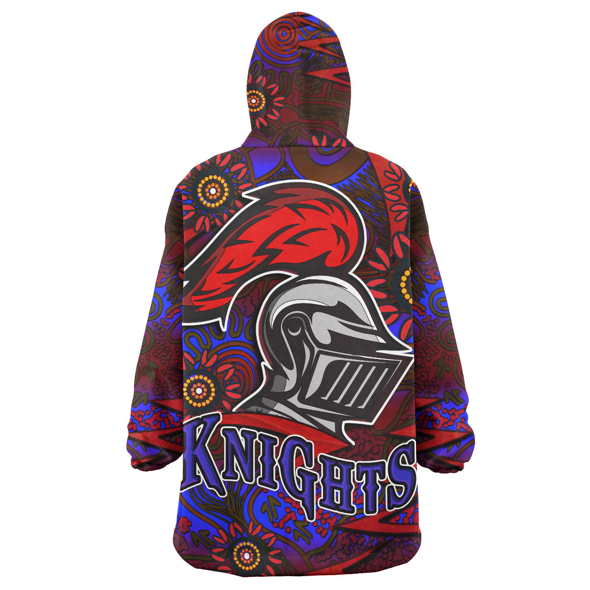 NRLW Knights Rugby Snug Hoodie - Custom Knights Women's Rugby League Aboriginal Style Player And Number Woman Wearable Blanket Hoodie - Vibe Hoodie Shop