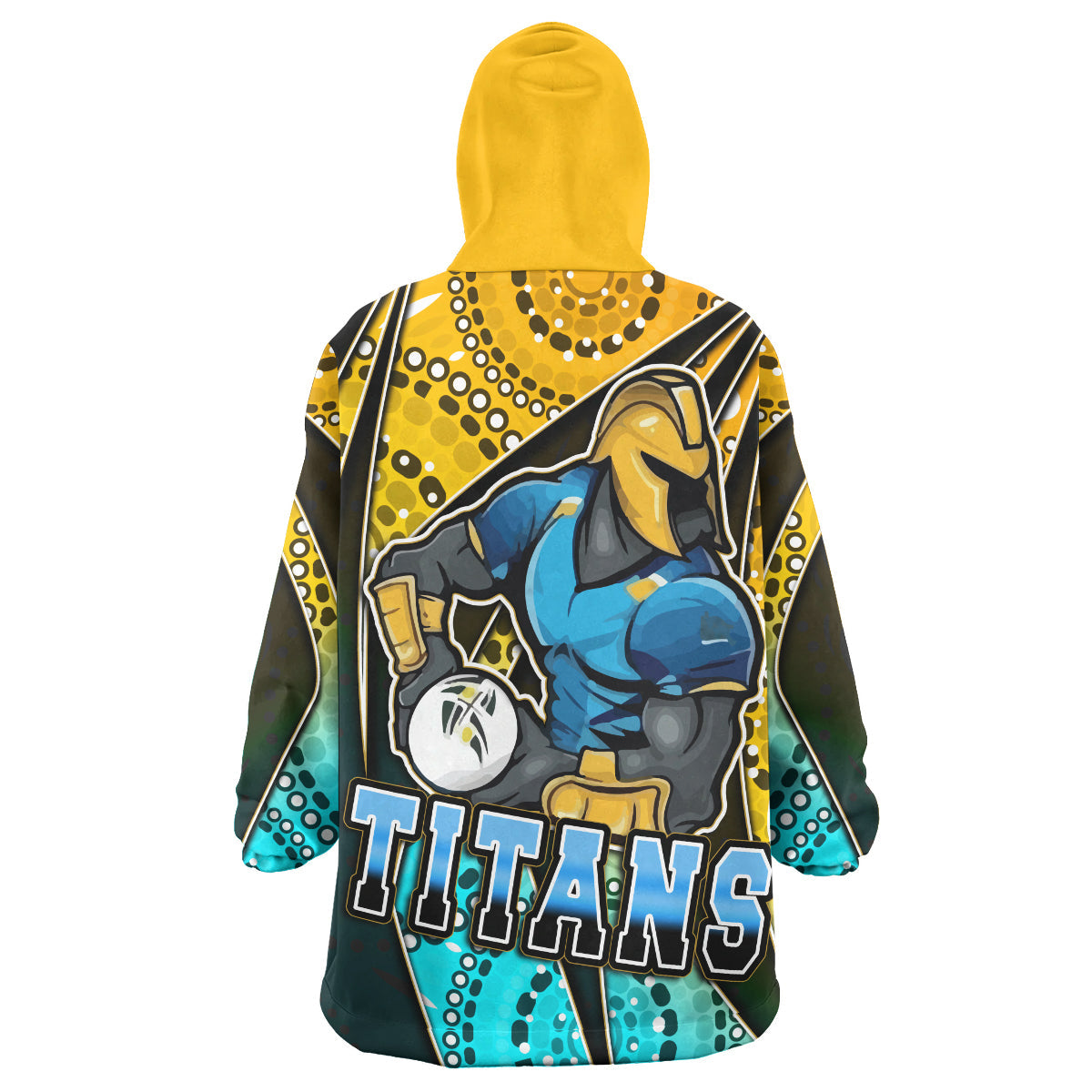 Titans Rugby Snug Hoodie - Custom Titans Rugby Ball Aboriginal Style Personalised Player And Number Wearable Blanket Hoodie - Vibe Hoodie Shop