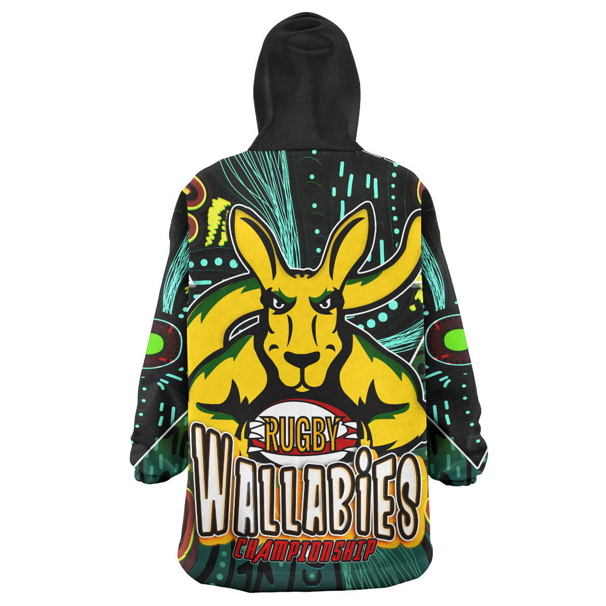 Wallabies Rugby Snug Hoodie - Custom Kangaroo Rugby Championship Sport Aboriginal Culture Personalised Player And Number Wearable Blanket Hoodie - Vibe Hoodie Shop