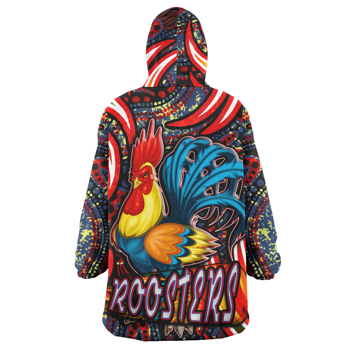 NRLW Roosters Rugby Snug Hoodie - Custom Women's Rugby League With Aboriginal Style Player And Number Wearable Blanket Hoodie - Vibe Hoodie Shop
