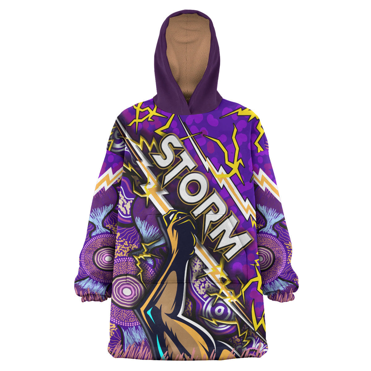 Storm Rugby Snug Hoodie - Custom Storm Thunder With Aboriginal Dot Painting Pattern Wearable Blanket Hoodie RLT14 - Vibe Hoodie Shop
