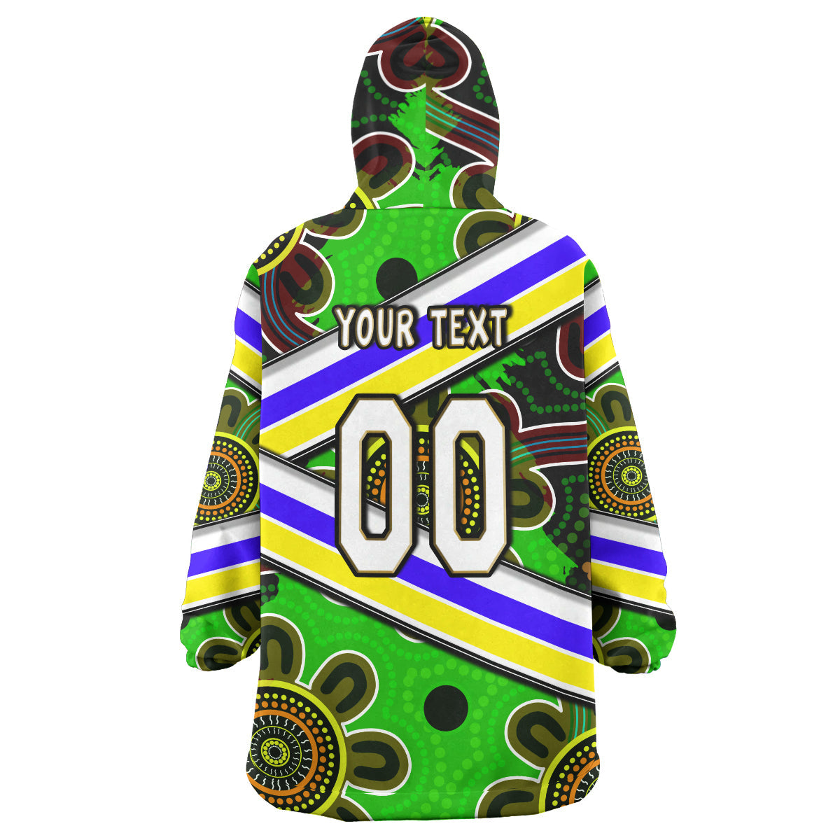 Raiders Rugby Snug Hoodie - Custom Raiders With Rugby Ball Aboriginal Art Personalised Player And Number Wearable Blanket Hoodie RLT14 - Vibe Hoodie Shop