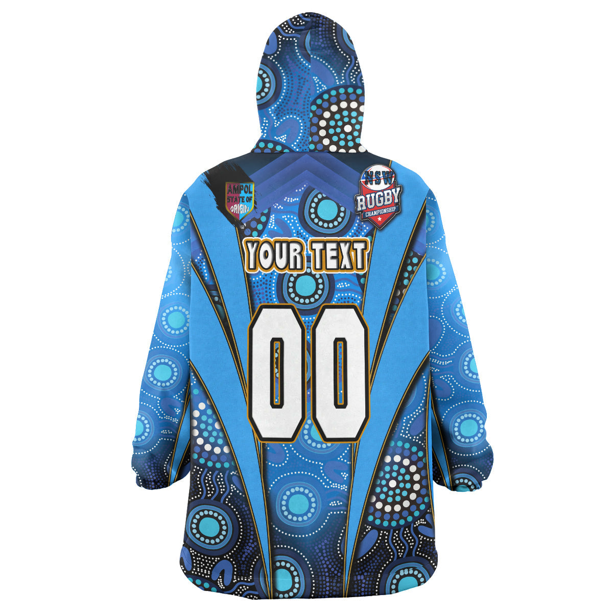 New South Wales Rugby League Team Snug Hoodie - Custom New South Wales Blues Mascot With Aboriginal Art STATE OF ORIGIN Wearable Blanket Hoodie RLT14 - Vibe Hoodie Shop
