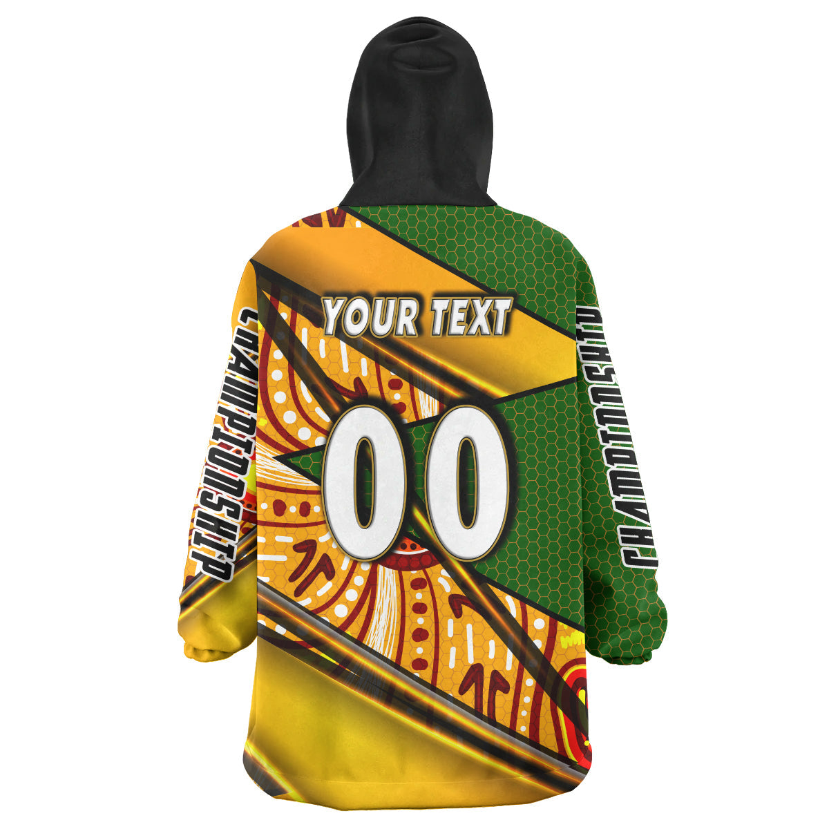 Wallabies Rugby Snug Hoodie - Custom Kangaroo Rugby Ball Rugby Championship Personalised Player And Number Wearable Blanket Hoodie - Vibe Hoodie Shop