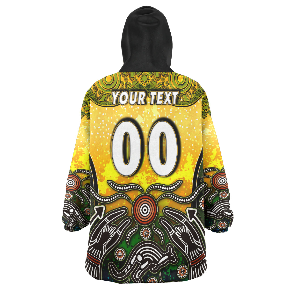 Australian Rugby Sevens Men's Squad Snug Hoodie - Custom Australia Coat Of Arms Aboriginal Culture Personalised Player And Number Wearable Blanket Hoodie - Vibe Hoodie Shop