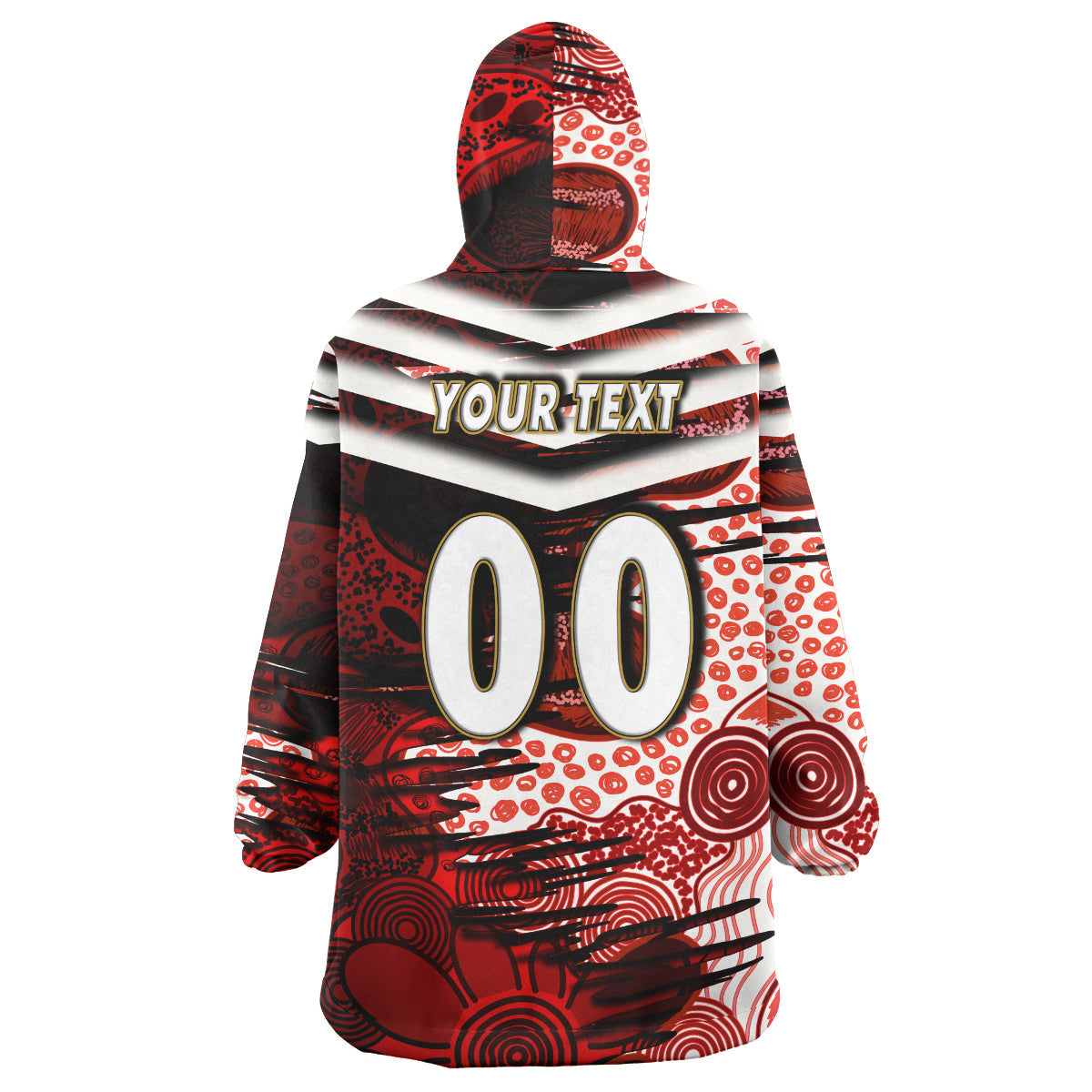 NRLW St. George Snug Hoodie - Custom Dragon Women's Rugby League Aboriginal Style Wearable Blanket Hoodie - Vibe Hoodie Shop