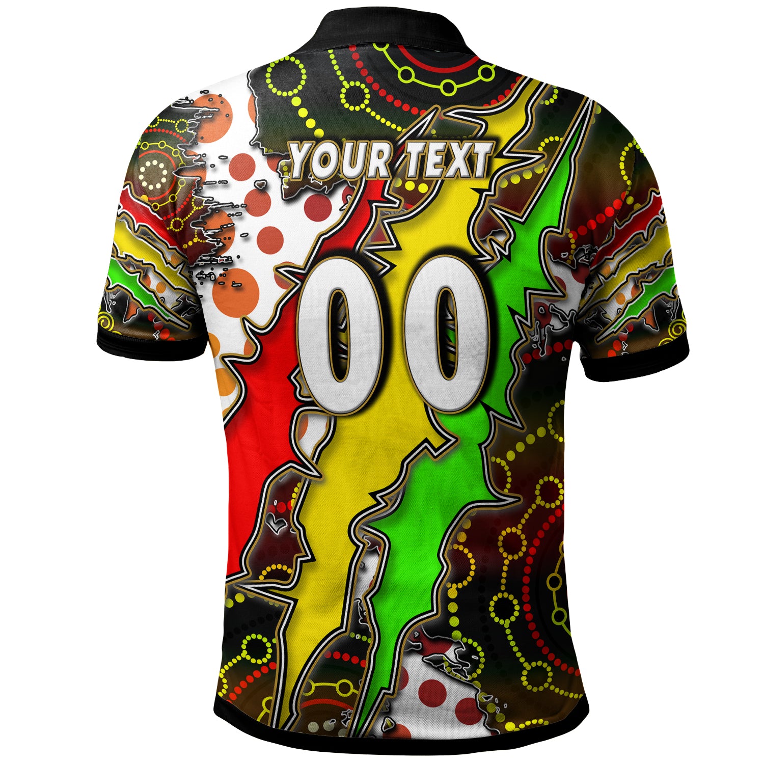 Panthers Rugby Polo Shirt - Custom Panthers Rugby NRL Grand Final Aboriginal Art Personalised Player And Number Polo Shirt - Vibe Hoodie Shop